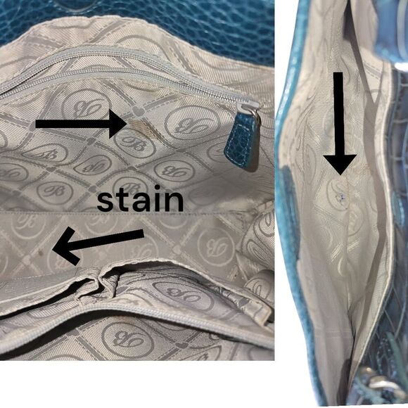 Brighton Turquoise Teal Monroe Croc Embossed Leather Top-Handle Purse Bag Womens - Picture 3 of 7